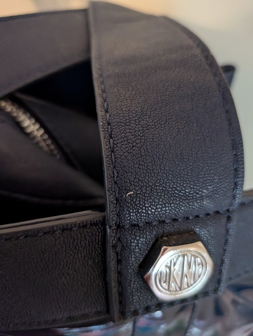 DKNY Navy Blue Quilted Patent Shoulder Bag - Picture 13 of 15